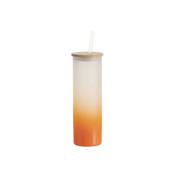 Vaso Frosted Degradado Pajilla Plást Tapa Bambú. 17oz 48un.
