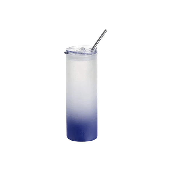 Vaso Frosted Azul Marino 25oz Para Sublimar Con Tapa Y Pajilla