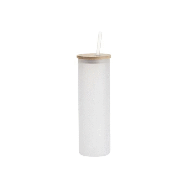 Vaso De Vidrio Frosted Sublimable. Tapa Bambú. 17oz. 48un