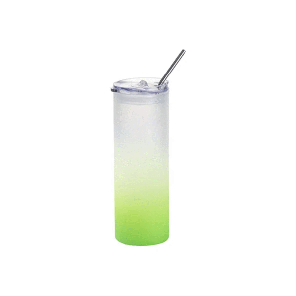 Vaso Frosted Verde Lima 25oz Para Sublimar Con Tapa Y Pajilla