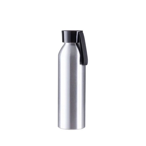 Botella Aluminio Negro 650ml Sublimable Con Tapa Plastico 50 Pzas