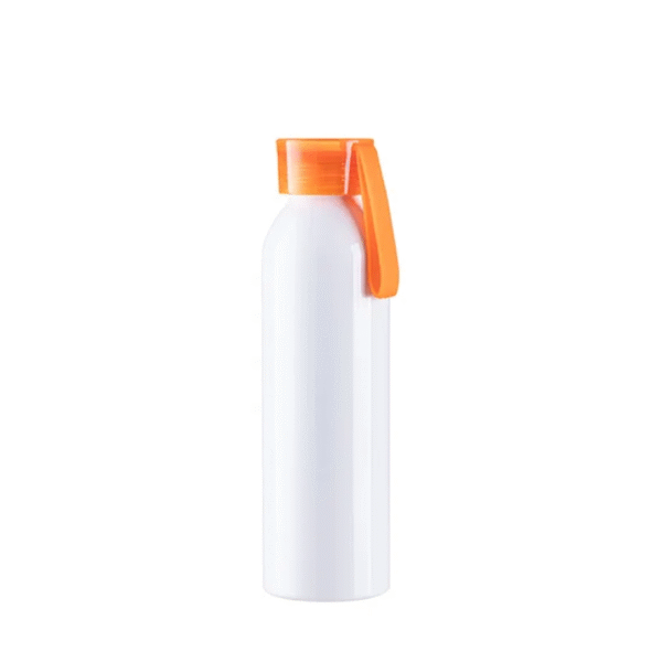 Botella Aluminio Blanca Sublimable 650ml Tapa Naranja 50un